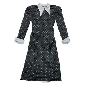 Child Wednesday Addams Black Collared Dress Girls Halloween Costume No Tag READ‎